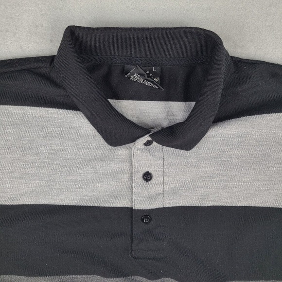 Brooklyn State Polo Shirt Men's Large Black Gray‎ White Striped Short Sleeve - Picture 3 of 11